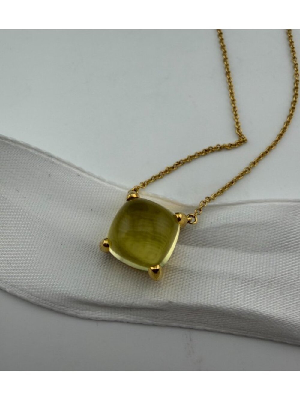Tiffany & Co. 18k XL Lemon Quartz Cabochon Sugar Stack Necklace 16" Yellow Gold